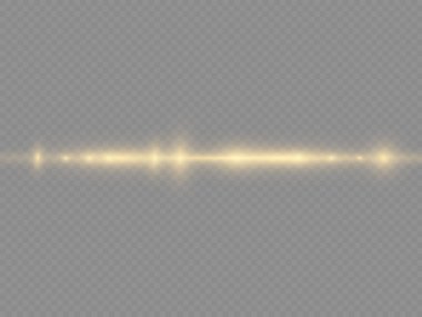 Yatay ışık ışınları, ışınlar, parlak sarı çizgi.