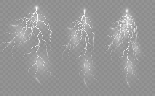 Efecto del rayo, iluminación, conjunto de cremalleras. — Vector de stock