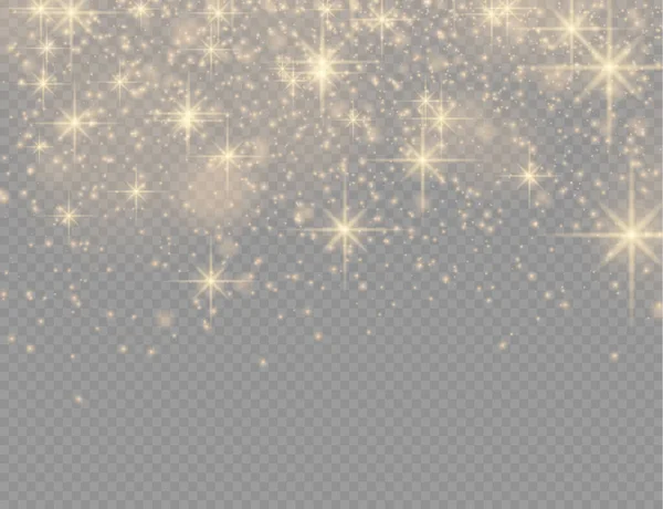 Yellow dust sparks star, Christmas light effect. — Stock Vector