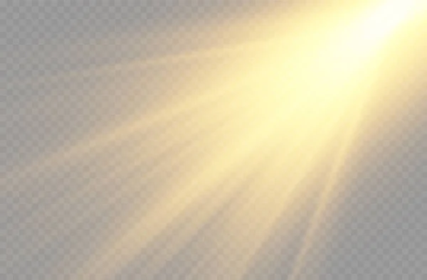 Lumière du soleil avec explosion lumineuse, rayons de lumière. — Image vectorielle