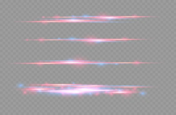 Rode, blauwe laserstralen, horizontale lichtlijn. — Stockvector