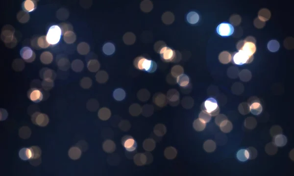 Festlicher blauer Hintergrund mit bunten Lichtern Bokeh — Stockvektor
