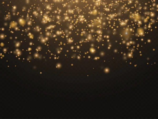 Κίτρινη σκόνη σπινθήρες αστέρι, Χριστούγεννα φως αποτέλεσμα. — Διανυσματικό Αρχείο