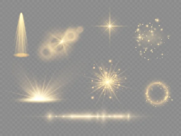 Yellow light effect, dust, flare, explosion, stars — Stock Photo, Image