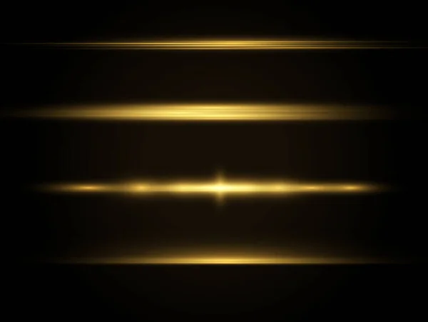 Горизонтальні світлові промені, спалах жовтий, сяючі промені . — стоковий вектор