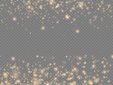 Sarı toz kıvılcımları, yıldız parıltısı, ışık efekti.