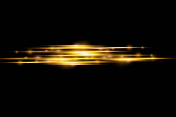 Raios de luz horizontais, linha amarela, raios laser. — Fotografia de Stock