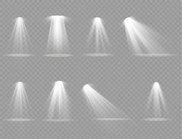 Projecteur projecteur, effet de lumière avec rayons blancs. — Photo