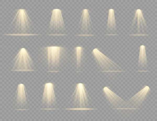 Projektor reflektorów, efekt świetlny z żółtymi promieniami — Zdjęcie stockowe