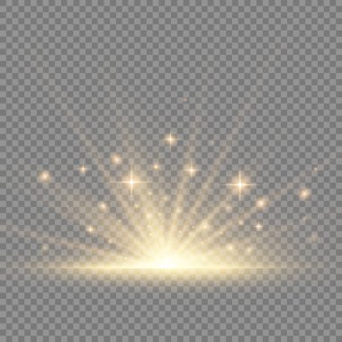 Yıldız patlaması, sarı parlayan ışıklar güneş ışınları.