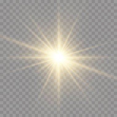 Işıklı yıldız patlaması, sarı güneş ışınları. 