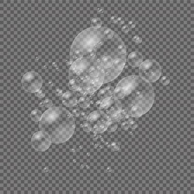 Bir dizi beyaz su gerçekçi sabun köpüğü.