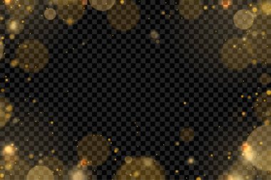 Işıldayan altın sihirli toz parçacıkları ışık saçar.
