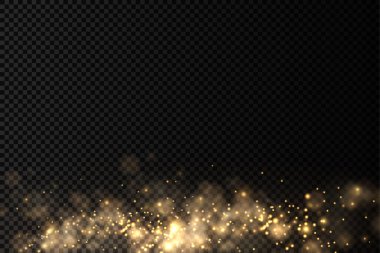 Sarı bokeh ışıkları, parlayan toz parçacıkları.