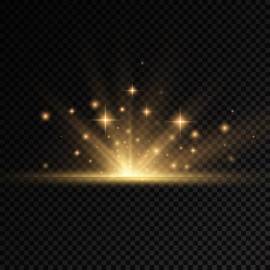 Yıldız patlaması, sarı parlayan ışıklar güneş ışınları.