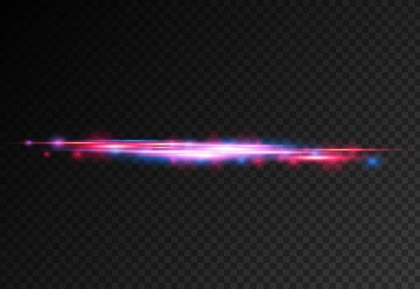 Ligne de mouvement rouge, bleue, rayons de lumière horizontaux. — Image vectorielle