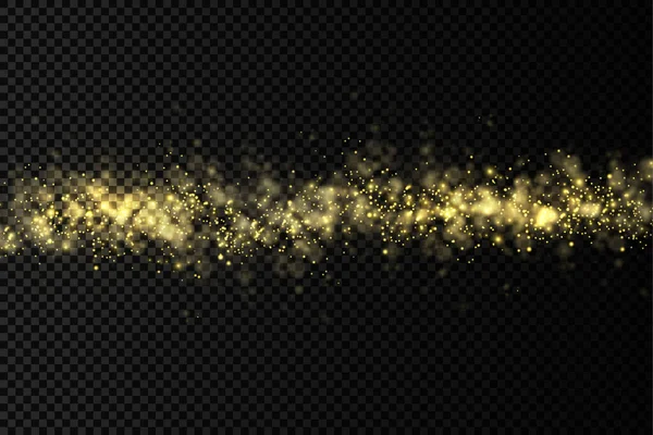 Λαμπερό χρυσό μαγικό σωματίδια σκόνης bokeh φως. — Διανυσματικό Αρχείο