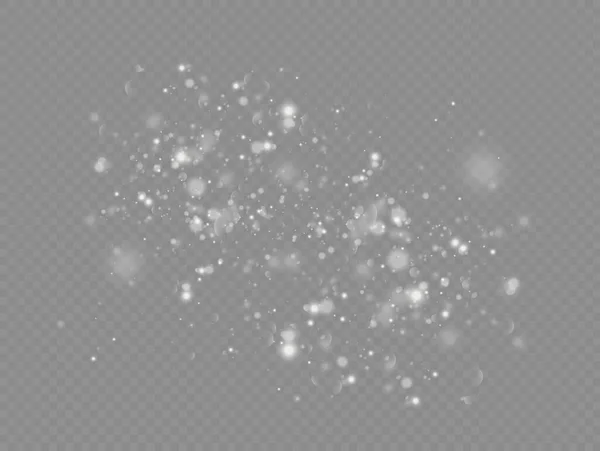 Étincelles de poussière blanche et étoile, effet de lumière. — Image vectorielle