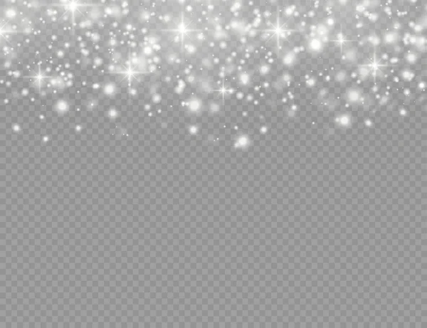 Vita dammpartiklar, glitter, sken ljus, stjärna. — Stockfoto