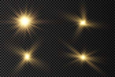 Parlak ışık yıldızı, sarı güneş ışınları.