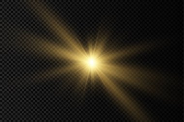 Parlak ışık yıldızı, sarı güneş ışınları.