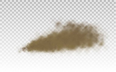 Uçan kum, kahverengi toz bulutu, rüzgar, kum fırtınası.