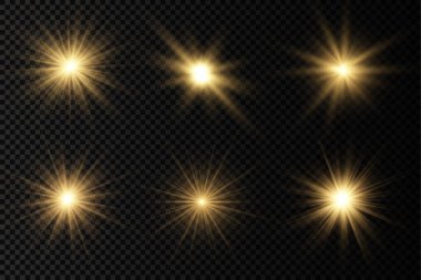 Parlak ışık yıldızı, sarı güneş ışınları.