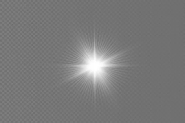 Éclat de lumière blanche, rayons du soleil, étoile. — Image vectorielle