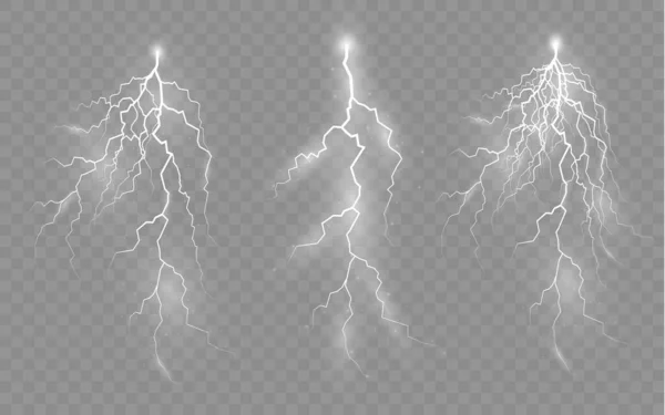 ジッパー、雷雨と効果の雷のセット. — ストックベクタ