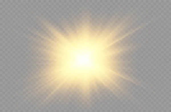 Parlak ışık yıldızı, sarı güneş ışınları.