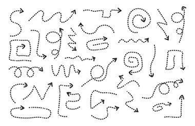 Elle çizilmiş noktalı ok kümesi.