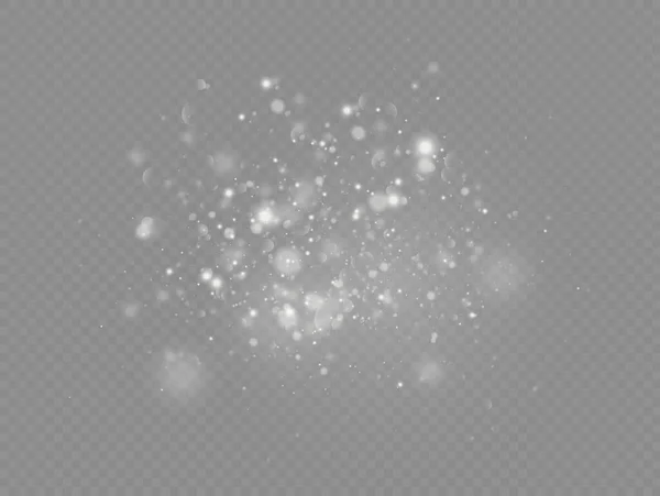 Étincelles de poussière blanche et étoile, effet de lumière. — Image vectorielle