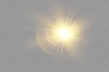 Parlak ışık yıldızı, sarı güneş ışınları.