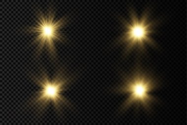 Parlak ışık yıldızı, sarı güneş ışınları.