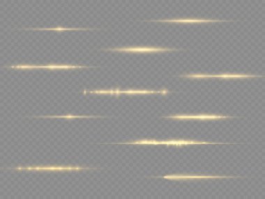 Yatay ışık ışınları, parlayan sarı ışınlar, parıldayan ışınlar..
