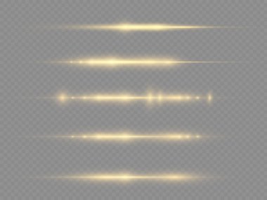 Yatay ışık ışınları, ışınlar, parlak sarı çizgi.