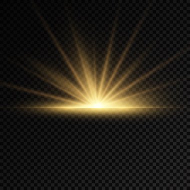 Yıldız patlaması, sarı parlayan ışıklar güneş ışınları.