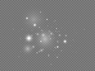 Beyaz toz parçacıkları, parlayan ışıklar, yıldız.