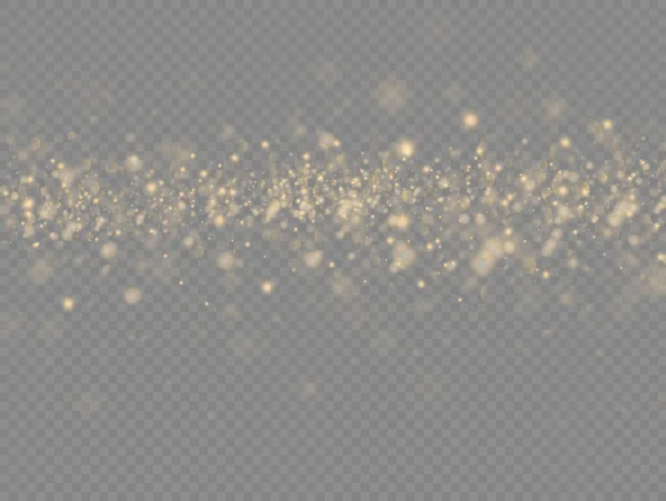 Partículas de polvo amarillo, chispas doradas, luces, estrellas — Vector de stock