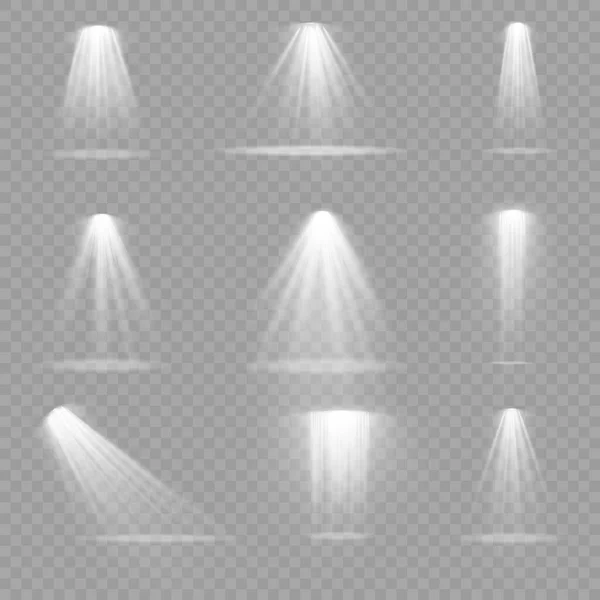 Jeu de projecteurs blancs, effet projecteur. — Image vectorielle