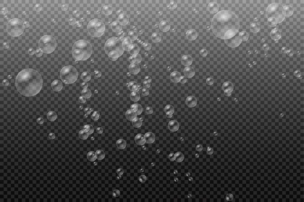 Ensemble de bulles de savon réalistes en eau blanche. — Image vectorielle