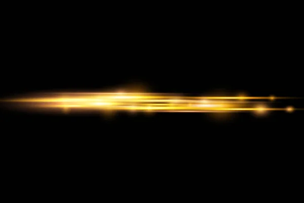 Vízszintes fénysugár, villanó sárga vízszintes vonal — Stock Vector