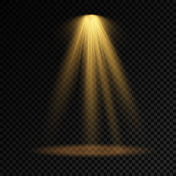 Sarı spot ışığı, projektör ışığı efekti. — Stok Vektör