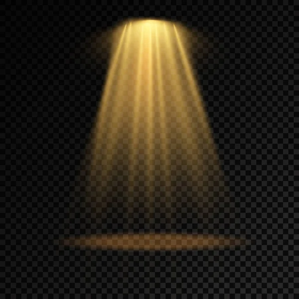 점 광 프로젝터, 황색 광선에 의한 빛 효과 — 스톡 벡터