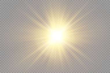Parlak ışık yıldızı, sarı güneş ışınları.