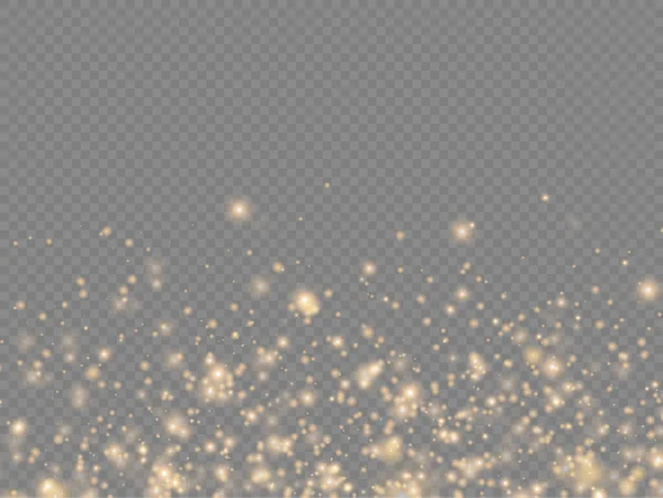 Λαμπερό χρυσό μαγικό κίτρινο σωματίδια σκόνης φως — Διανυσματικό Αρχείο
