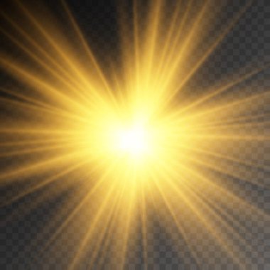 Parlak ışık yıldızı, sarı güneş ışınları.
