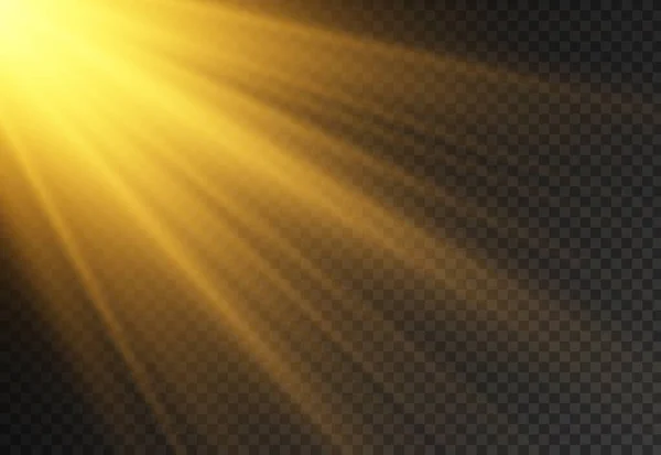 밝은 폭발을 일으키는 태양 광선, 광선. — 스톡 벡터