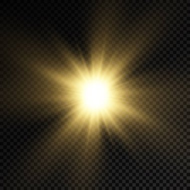 Parlak ışık yıldızı, sarı güneş ışınları.