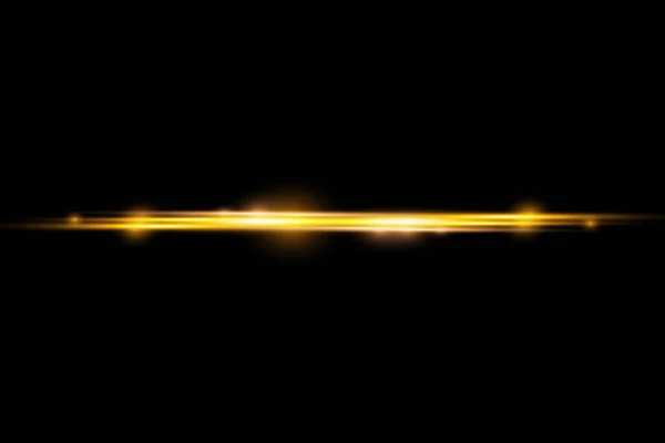 Yatay ışık ışını, parlak sarı yatay çizgi — Stok Vektör